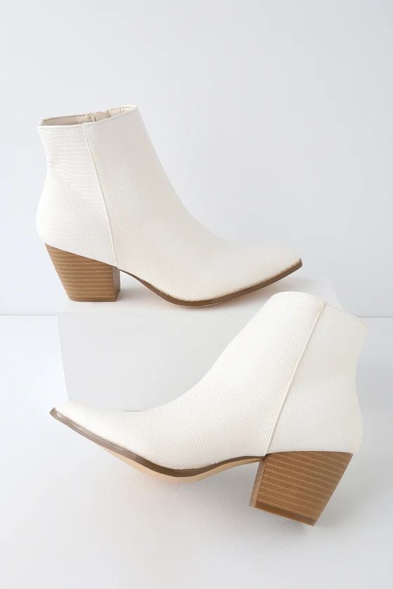 Spirit Ivory Snake Pointed Toe Ankle Booties | Lulus (US)