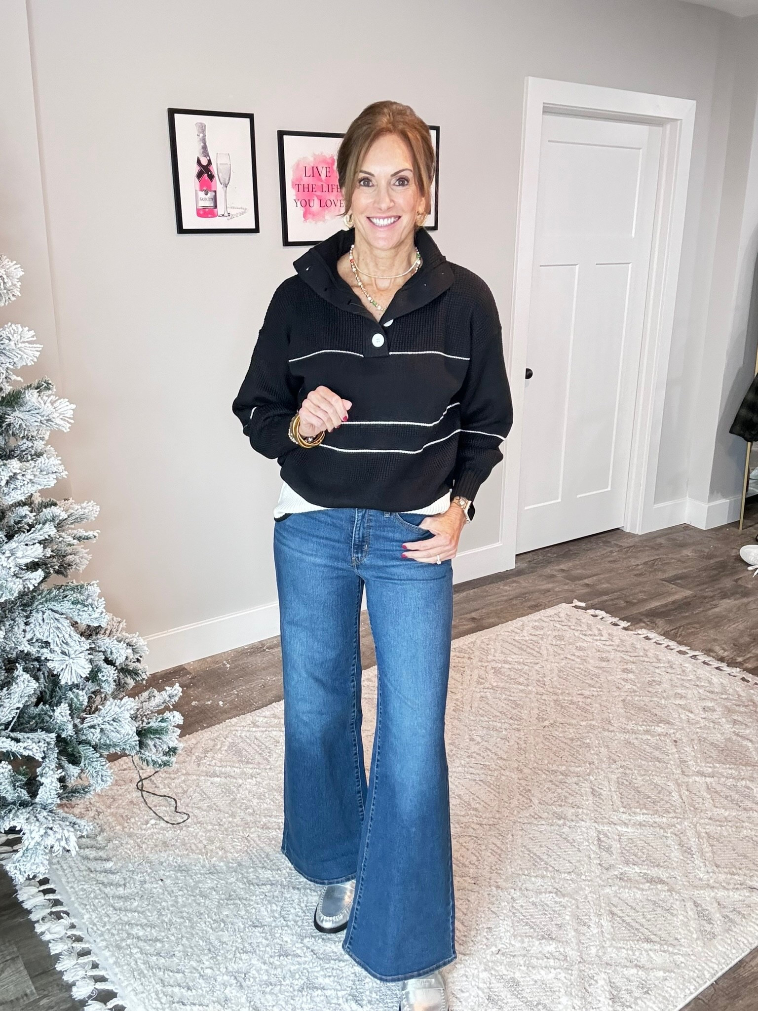 Shopping for Christmas gifts style! 
Wearing a super soft Henley sweater (oversized and wearing a size M. Recommend sizing down for a tighter fit). My jeans are a 29. 


Women’s fashion, outfit inspo, outfit ideas, what to wear for, fashion over 40, fashion over 50, fall outfit ideas, winter fashion, winter styles, winter outfits, winter outfit inspo, holiday styles, holiday outfits, holiday outfit inspo, holiday fashion, trending fashion, chic style, new years outfit, New Year’s Eve outfit 






#LTKootd #LTKOver40 #LTKHoliday