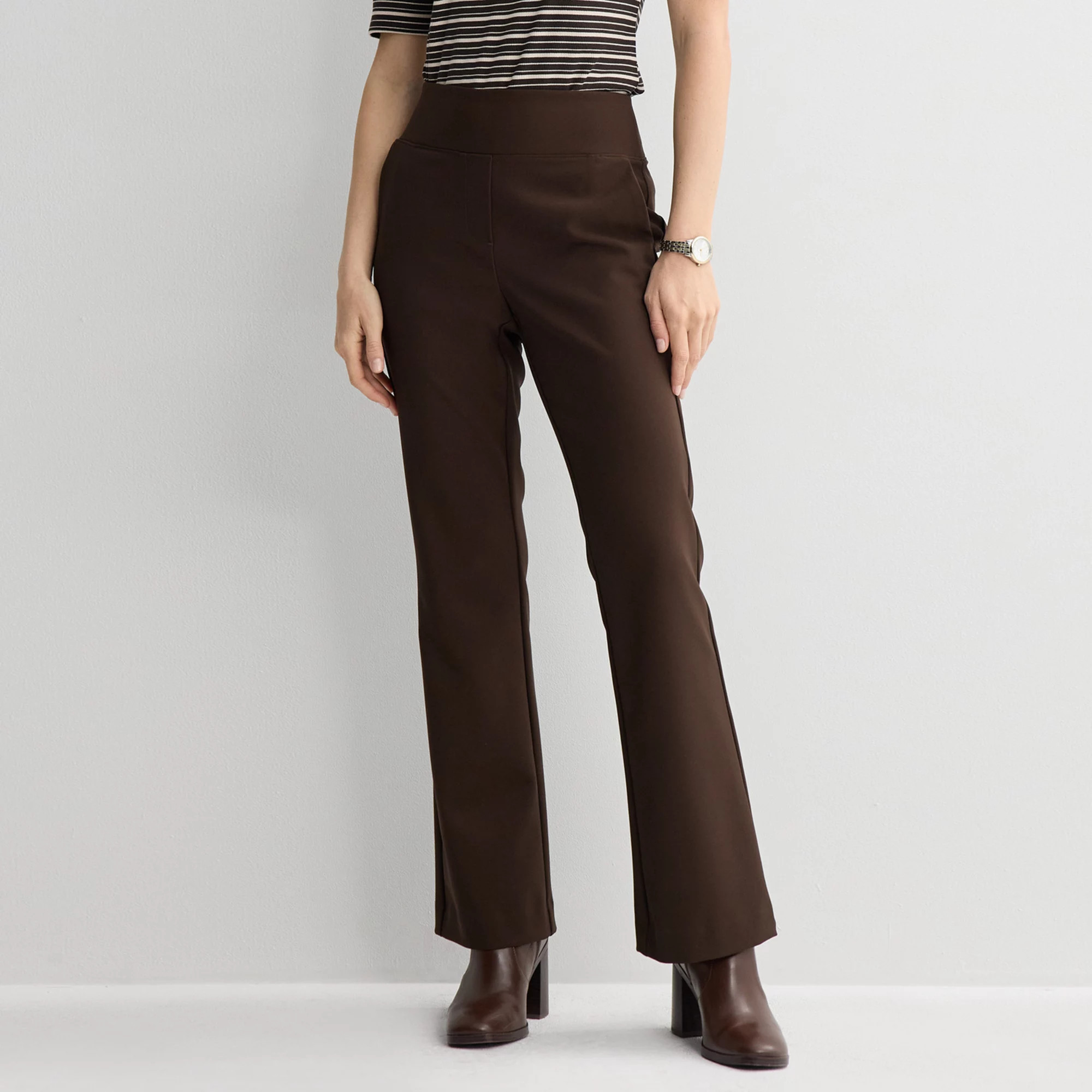 Women's Nine West Pull On Flare Pants, Size: Large, Mineral Black | Kohl's