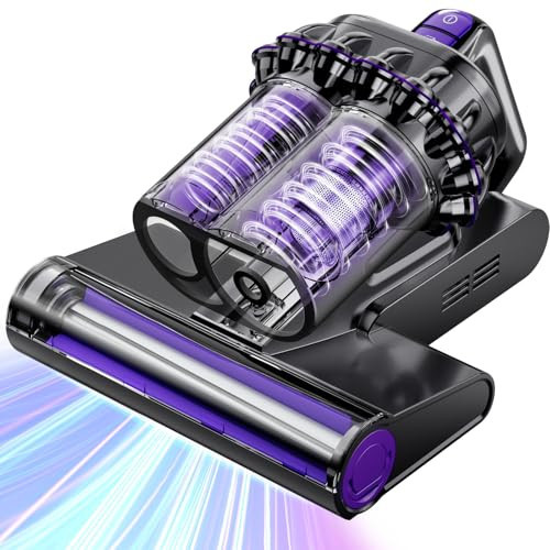 Mattress Vacuum, Bed Vacuum Cleaner with 16Kpa Suction 253.7nm UV-C Light, HEPA Filter & Ultrasonic, 145°F Heat & 30000 RPM/Min Tapping, 600W Powerful Vacuums for Bed, Sofa, Couch, Dark Grey(Corded) | Amazon (US)