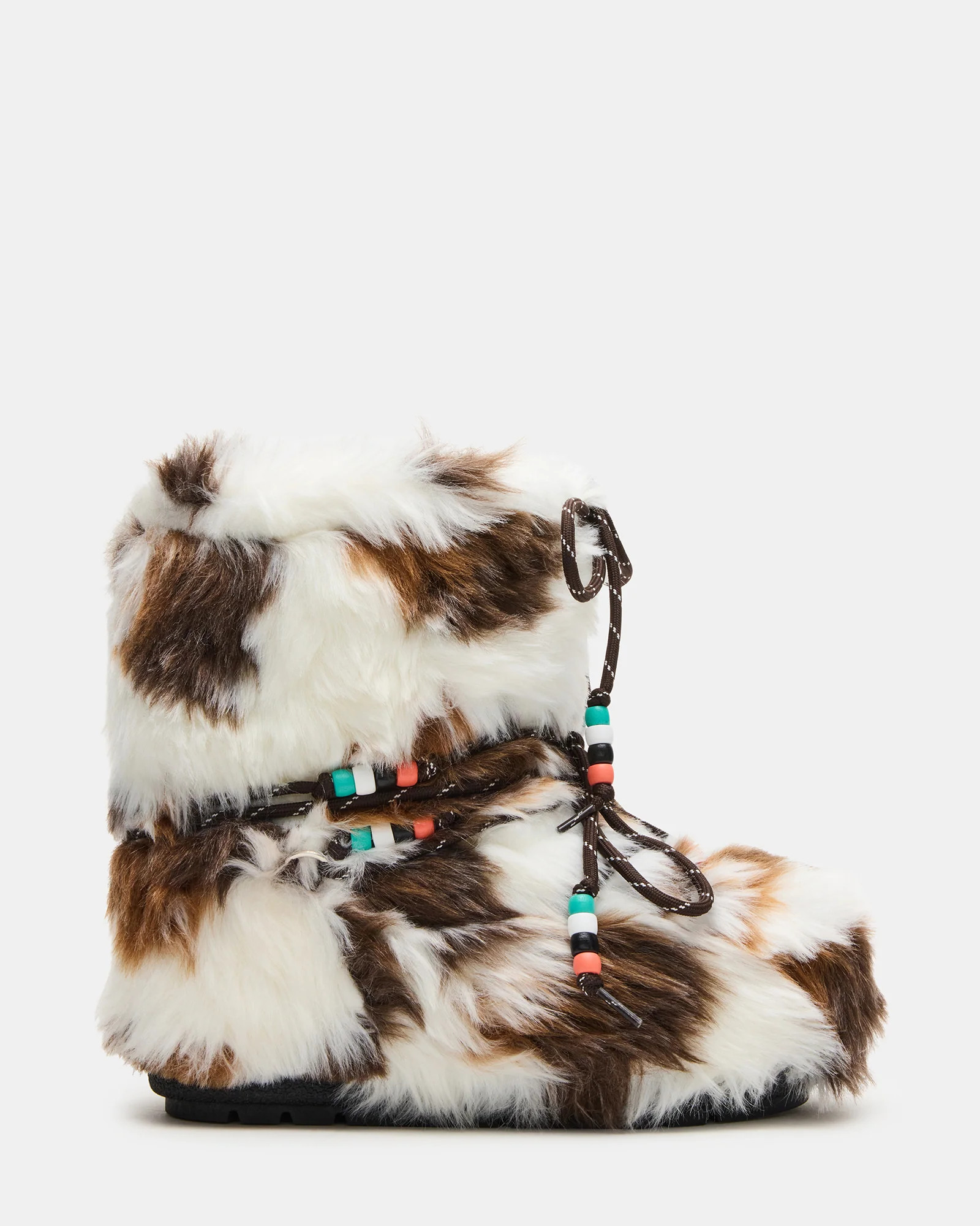 MIRO Brown Multi Faux Fur Chunky Lace-Up Women's Bootie | Steve Madden (US)