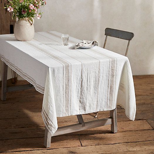 Tuscan Stripe Linen Tablecloth | Terrain