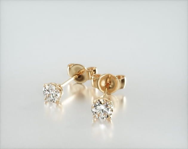 earrings, diamond stud earrings, 14k yellow gold four prong round brilliant lab created diamond s... | JamesAllen