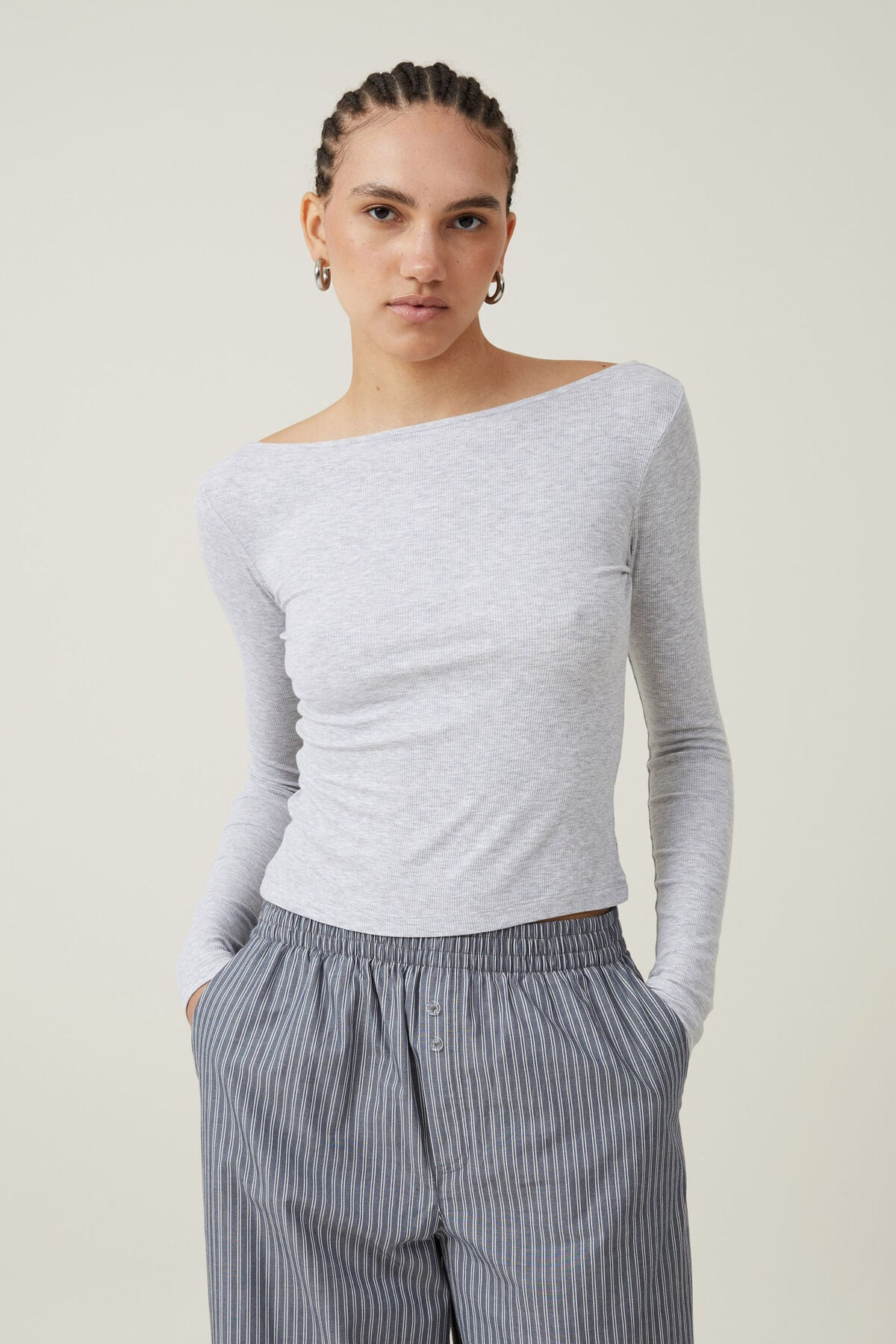 Staple Rib Boat Neck Long Sleeve Top | Cotton On (ANZ)