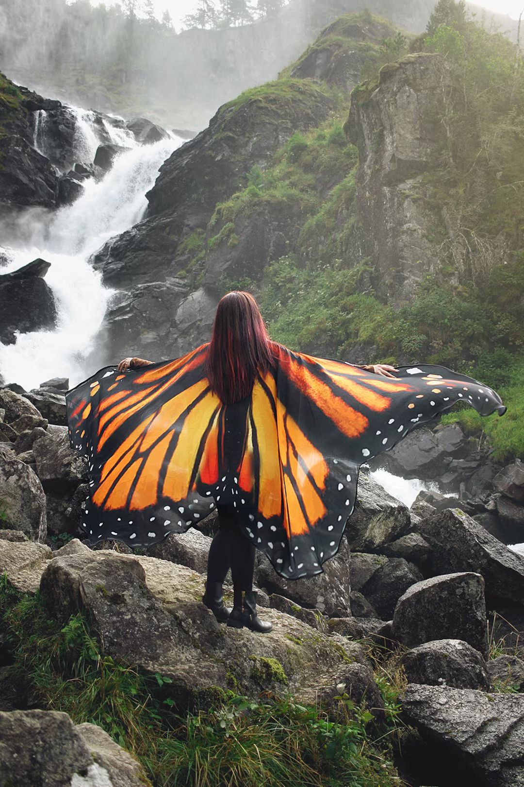 Butterfly Wings Monarch Cape Costume Adult Fairy Wings Chiffon Belly Dance Cloak Orange Festival ... | Etsy (US)