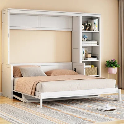 Queen Size Murphy Bed with Desk and Bookshelf | Wayfair North America