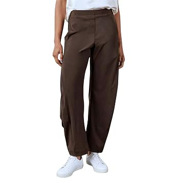 SeekMe Women's Cotton Linen Pants Barrel Leg Palazzo Elastic Waist Casual Capri for Beach Vacatio... | Amazon (US)