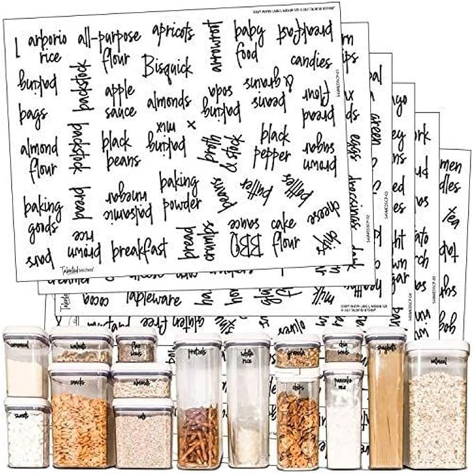 Talented Kitchen 375 Script Pantry Labels – Medium Size Labels Set – Food Label Sticker, Wate... | Amazon (US)