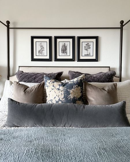 Bedroom pillows! Listed all sizes and colors below — this is a king bed 😊

Euro (26x26): Gray
Taupe Velvet: 18x18
Lumbar: Slate, 12x46
Quilt shams: Frost Gray
Duvet: Stormy Blue

#LTKHome #LTKSaleAlert #LTKFindsUnder50