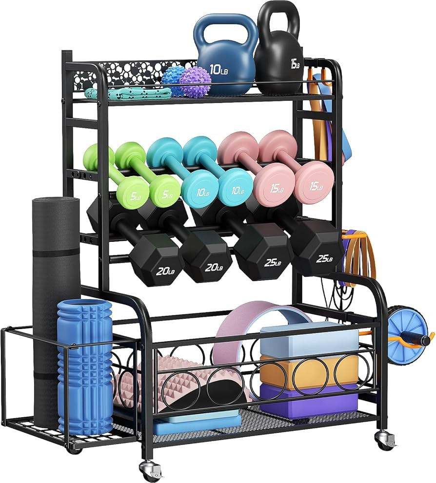 Weight Rack for Dumbbells, Dumbbell Rack Weight Stand, VOPEAK Home Gym Storage Rack for Yoga Mat ... | Amazon (US)