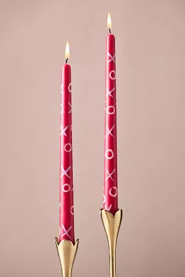 Handpainted XOXO Taper Candles, Set of 2 | Anthropologie (UK)