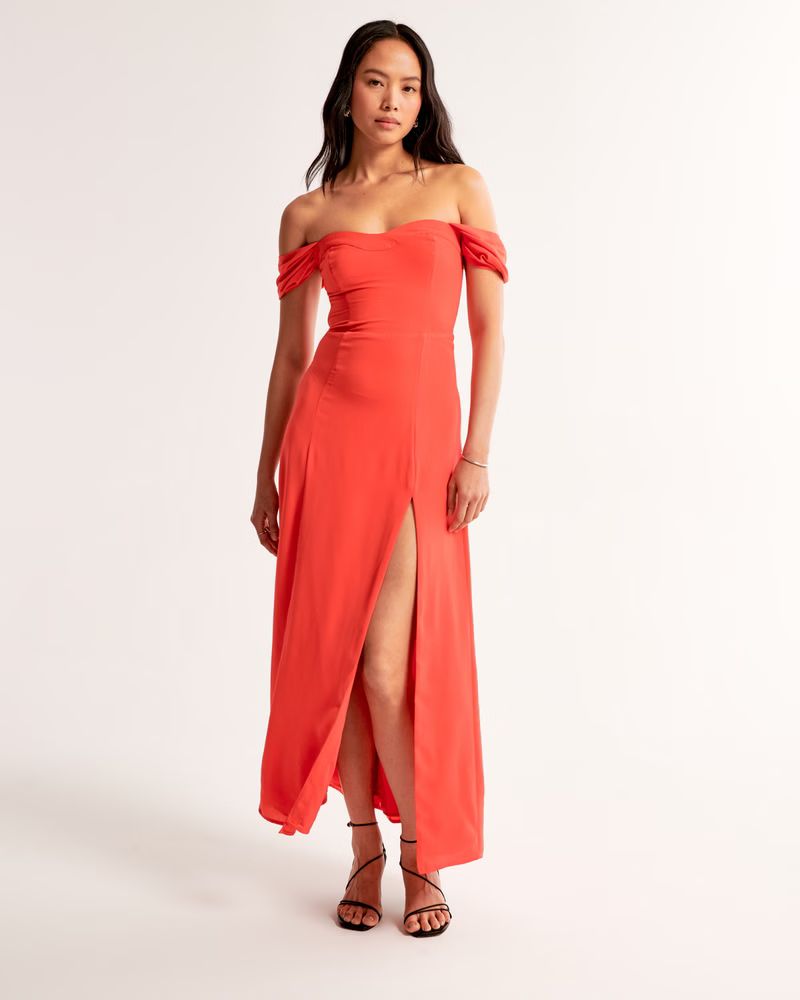 The A&F Camille Off-The-Shoulder Maxi Dress | Abercrombie & Fitch (US)