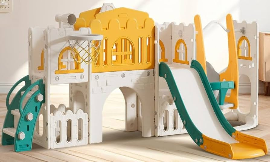 10 in 1 Toddler Slide, Age 1-3 with Swing, Basketball Hoop and Telescope, Kid Slide for Toddlers,... | Amazon (US)