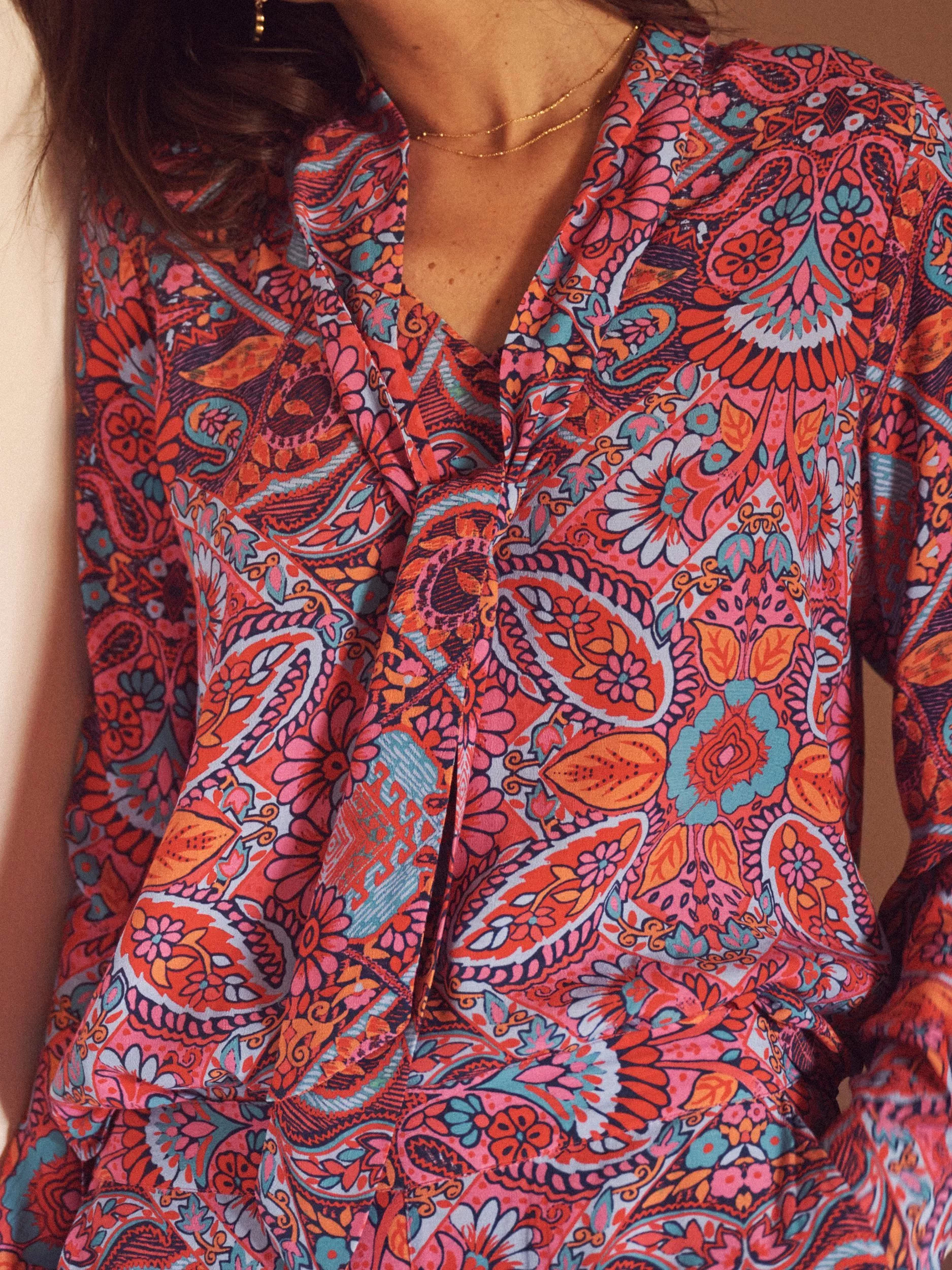 NRBY Margaux Paisley Tie Neck Top, Multi | John Lewis (UK)