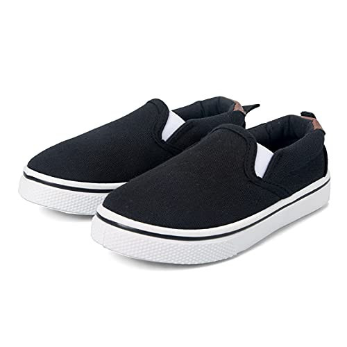 K KomForme Kids Shoes Toddlers Canvas Sneakers Slip on Walking Tennis Shoes for Boys Girls(Toddler/Little Kids/Big Kids) Black | Amazon (US)