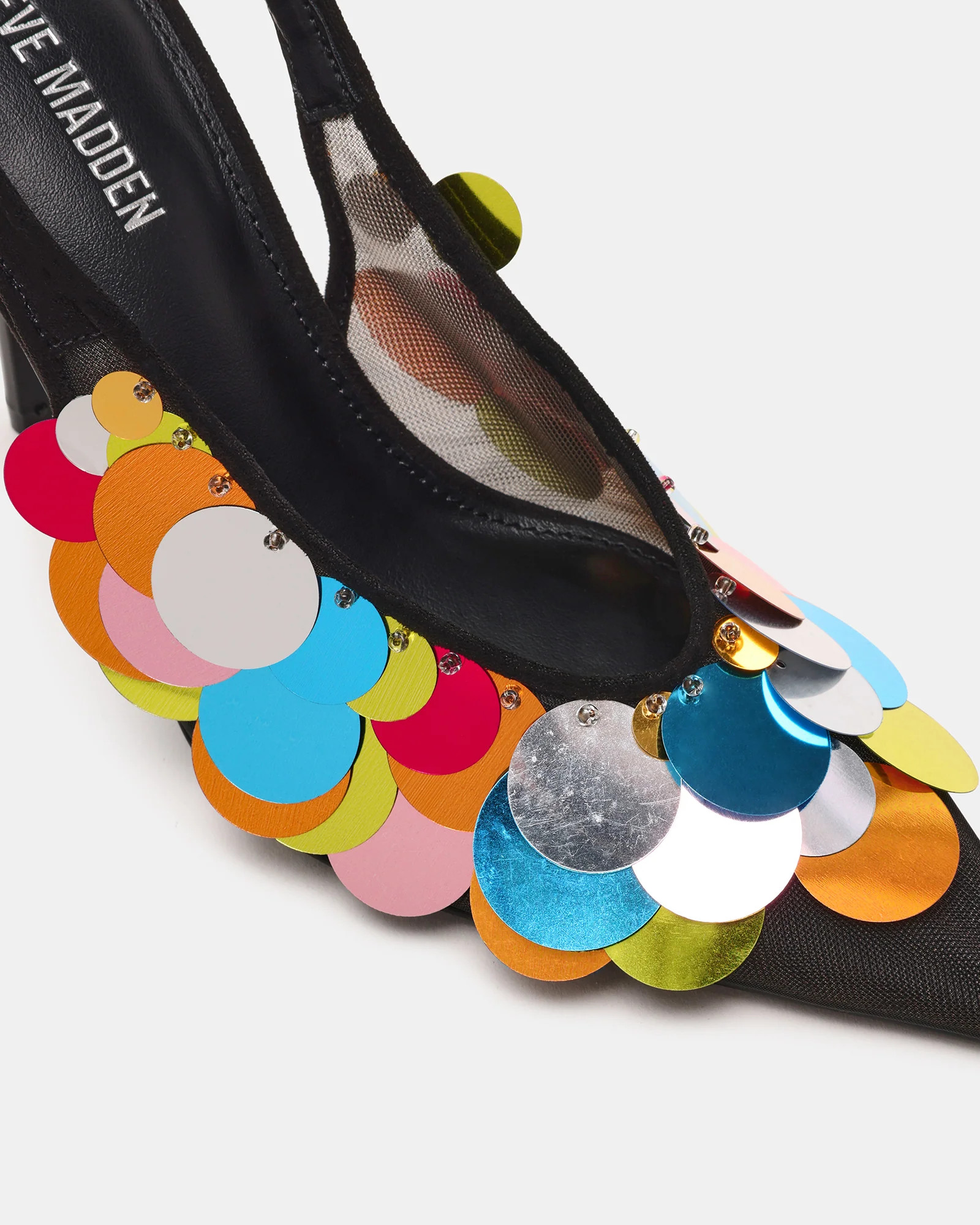 AVID Black Sequin Mesh Slingback Pointed Toe Pump Women's Heel | Steve Madden (US)