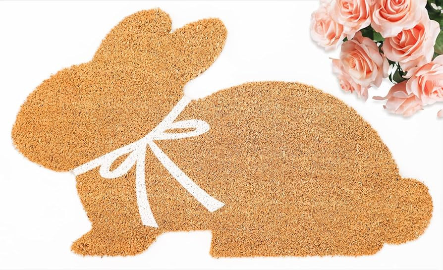 Easter Bunny Shaped Natural Coir Doormat Cute Rabbit Welcome Floor Mat Non-Slip Entrance Door Rug... | Amazon (US)