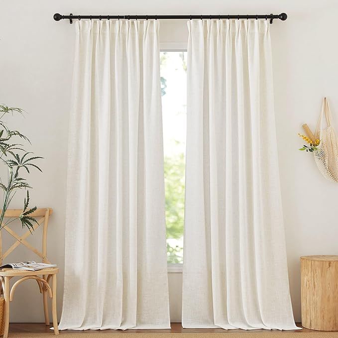 NICETOWN Linen Textured Curtain for Living Room Darkening 108 Inch Long Bedroom Curtain Thermal I... | Amazon (US)