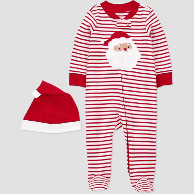 Carter's Just One You® Baby Christmas Striped Santa Claus Sleep N' Play with Hat - Red Newborn | Target