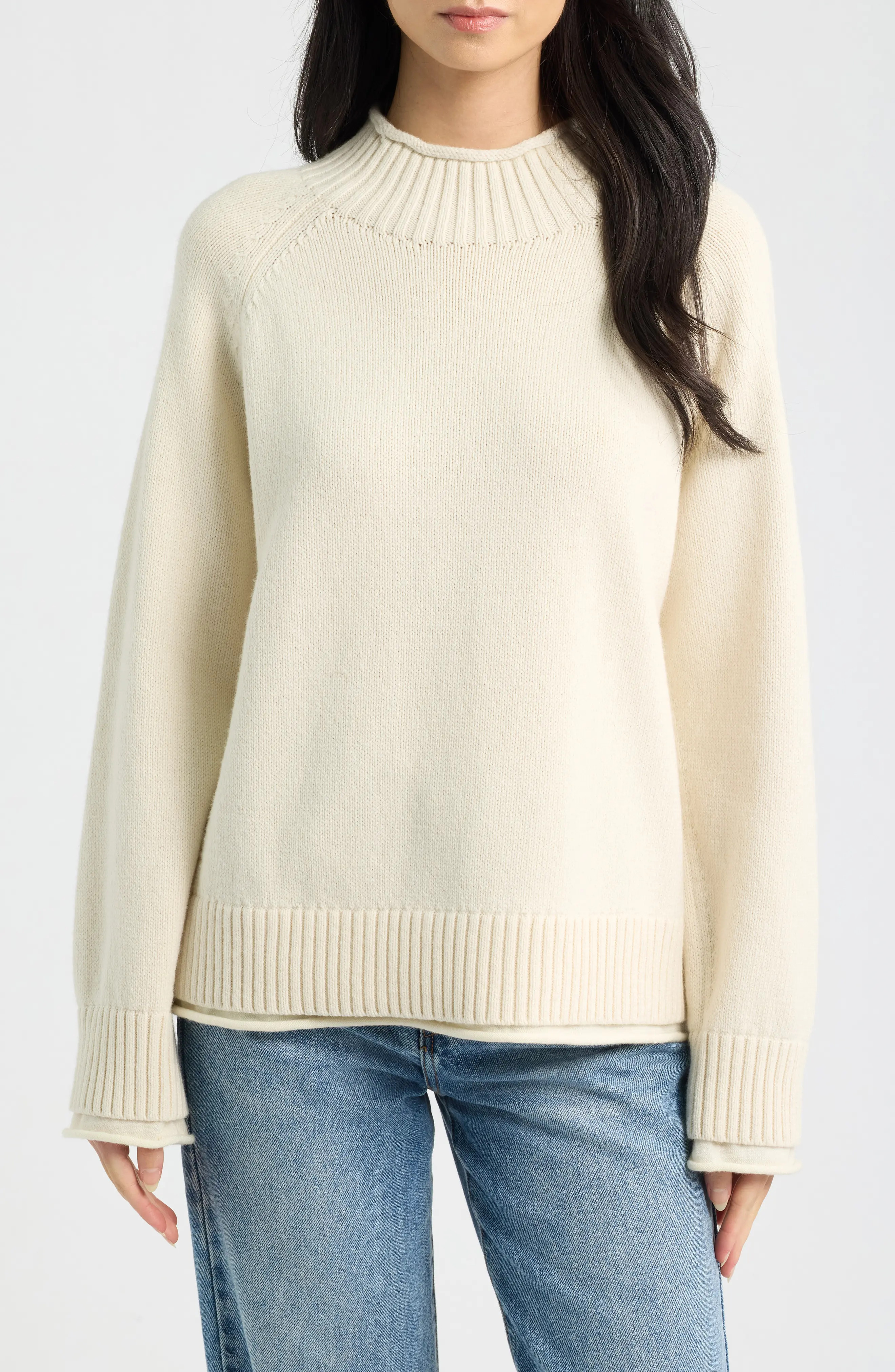 rag & bone Hazel Roll Neck Cotton & Wool Sweater (Women) | Nordstrom | Nordstrom