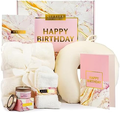 Birthday Gift Basket for Women - Happy Birthday Gift Basket For Her w/Memory Foam Pillow, Blanket... | Amazon (US)