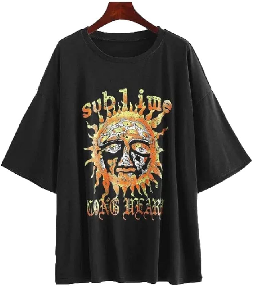 Fenxxxl Women's Short Sleeve Round Neck Oversized Shirt Graphic Tee Loose Casual Tshirt Tops | Amazon (US)