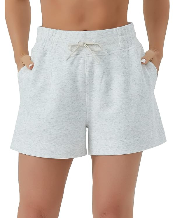 THE GYM PEOPLE Women's Drawstring Sweat Shorts High Waisted Summer Workout Lounge Shorts with Poc... | Amazon (US)