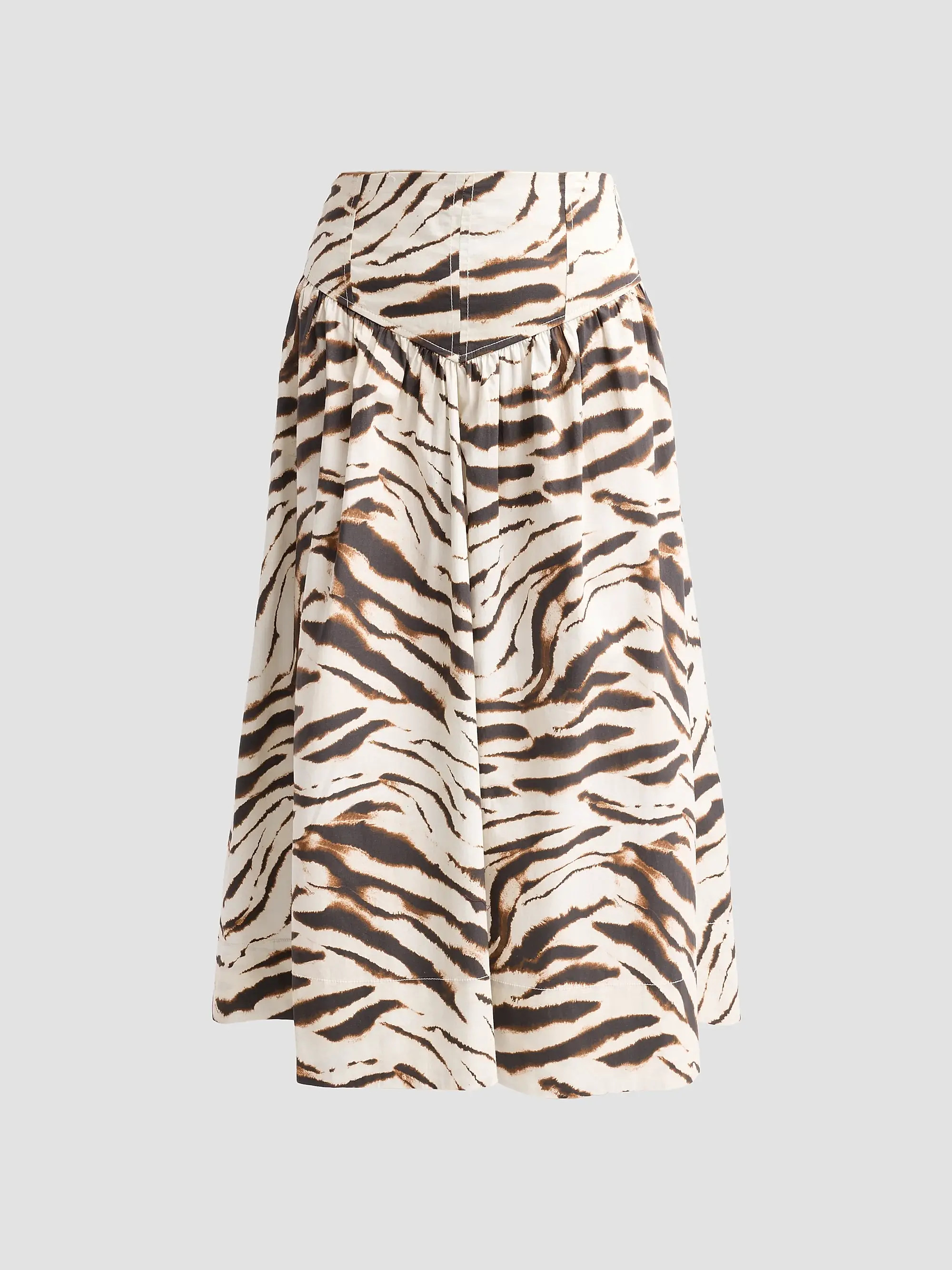 Ganni Zebra Print Stretch-Cotton Midi Skirt | Saks Fifth Avenue | Saks Fifth Avenue