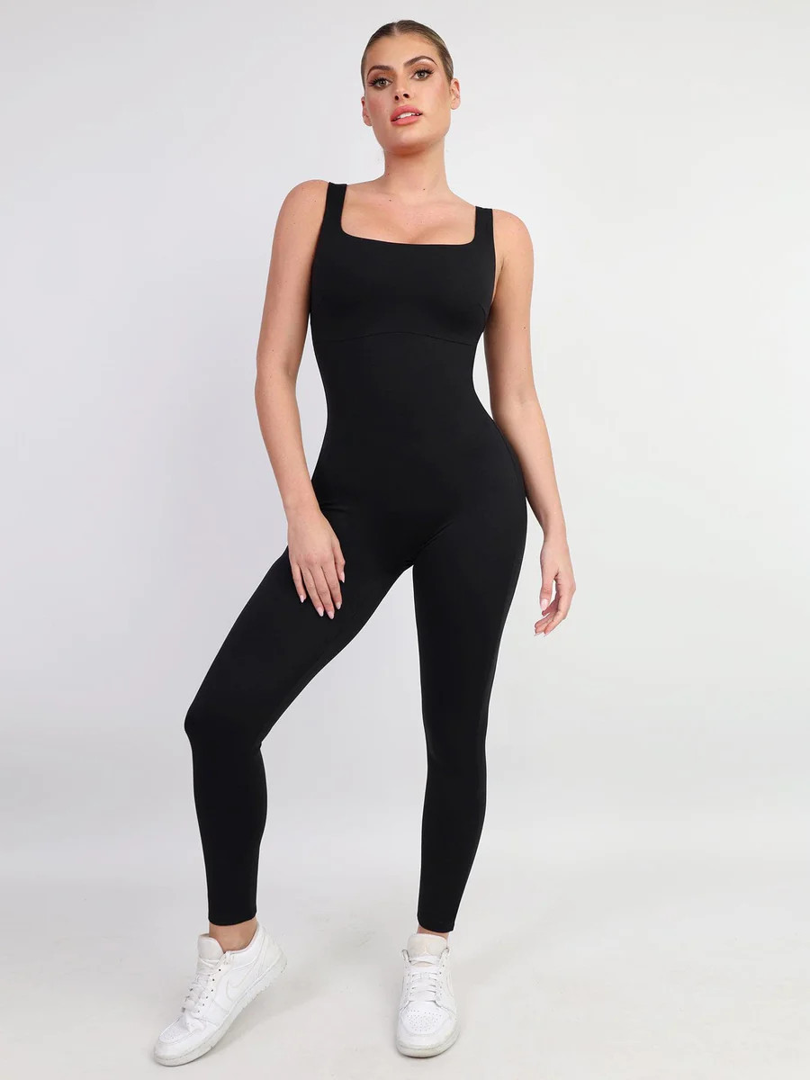 Built-In Shapewear Thigh Slimming Workout Jumpsuit | Popilush | Popilush