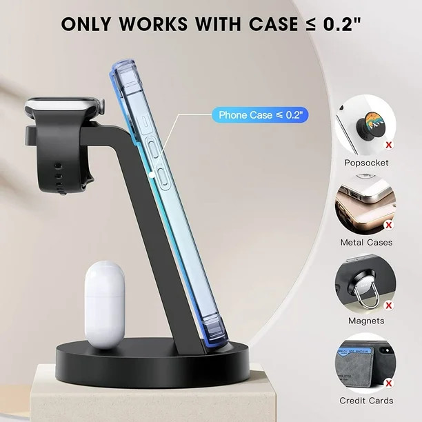 3 in 1 Charging Station for iPhone, Wireless Charger for iPhone 14 13 12 11 X Pro Max & Apple Wat... | Walmart (US)