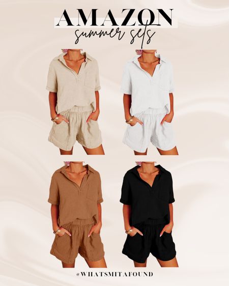 Amazon summer sets, cotton sets, two piece summer set, two piece cotton set, matching summer set, matching cotton set, two piece short set, matching short set, neutral set, lounge set, matching lounge set, two piece lounge set, comfy set, comfy cotton set, neutral set, black two piece set, brown two piece set, beige two piece set, white two piece set 

#LTKstyletip #LTKSeasonal #LTKfindsunder50