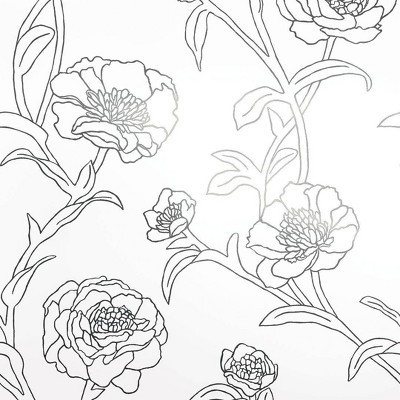 Tempaper & Co. 28 sq ft Peonies Peel and Stick Wallpaper White/Metallic Gold | Target