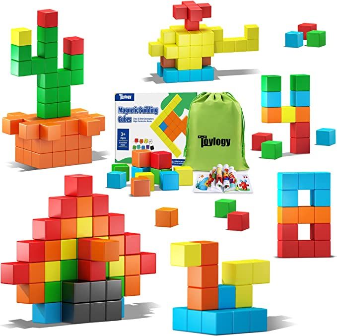 48PCS Magnetic Blocks for Toddlers Toys Age 2-4, Large Magnetic Cube Toys for Sensory STEM Educat... | Amazon (US)