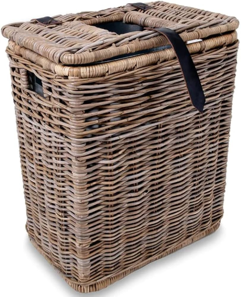 The Basket Lady Drop-in Wicker Rectangular Trash Basket with Metal Liner, 20 in L x 13 in W x 24 ... | Amazon (US)