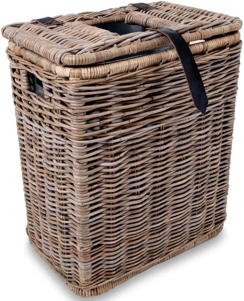 The Basket Lady Drop-in Wicker Rectangular Trash Basket with Metal Liner, 20 in L x 13 in W x 24 ... | Amazon (US)