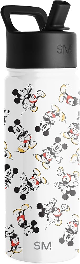 Simple Modern Disney Mickey Mouse Kids Water Bottle with Straw Lid | Reusable Insulated Stainless... | Amazon (US)