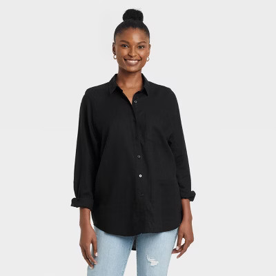 Women's Long Sleeve Boyfriend Fit Linen Button-Down Shirt - Universal Thread™ | Target