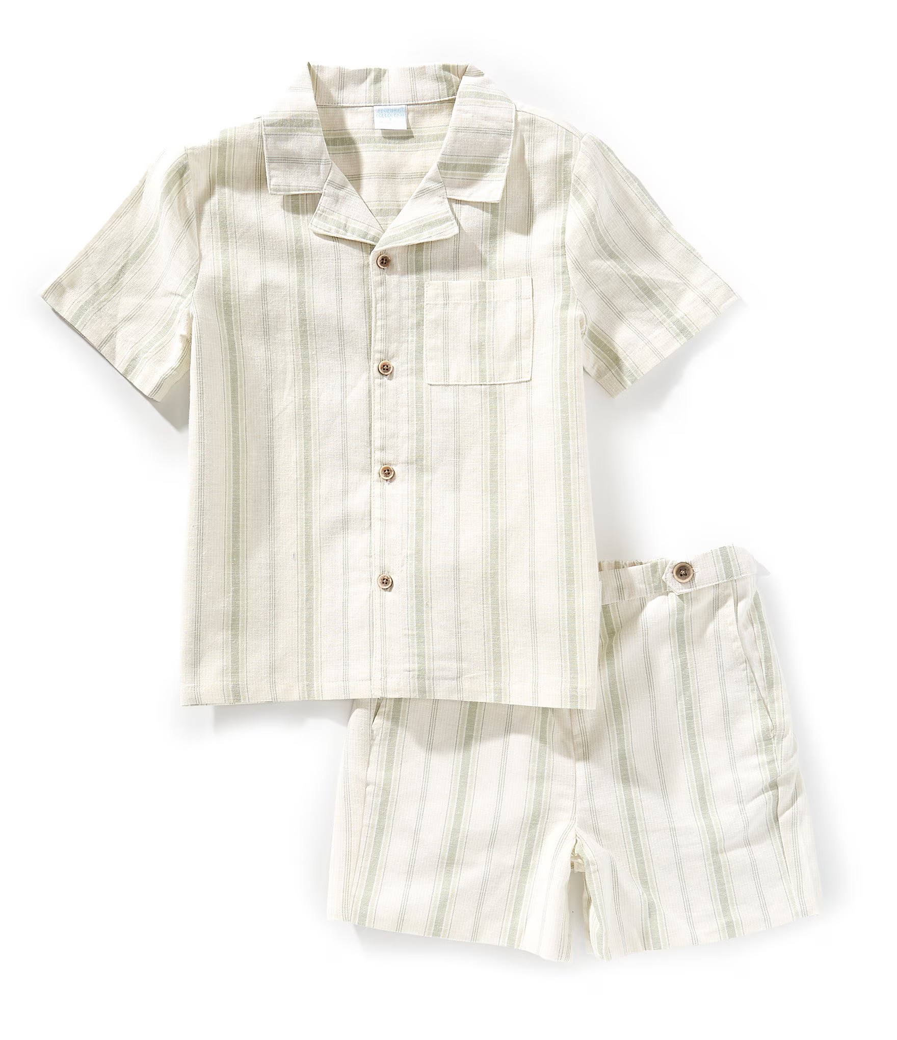 Edgehill Collection x Kristin Ellen Hockman Little Boys Oskar Camp Collar Stripe Short Sleeve Wov... | Dillard's