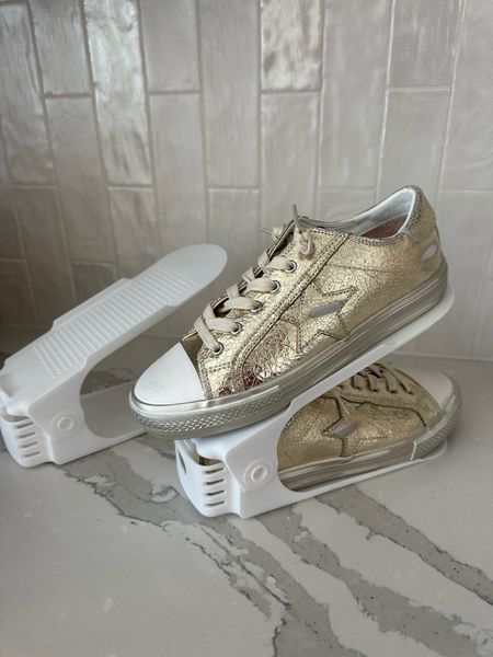 Gold foil sneakers size up half a size! They run wide but short so I did an 8.5 and tightened the laces. 
Gold vintage Havana sneakers. Golden goose dupes. GG dupes. 

#LTKworkwear #LTKBacktoSchool #LTKshoecrush