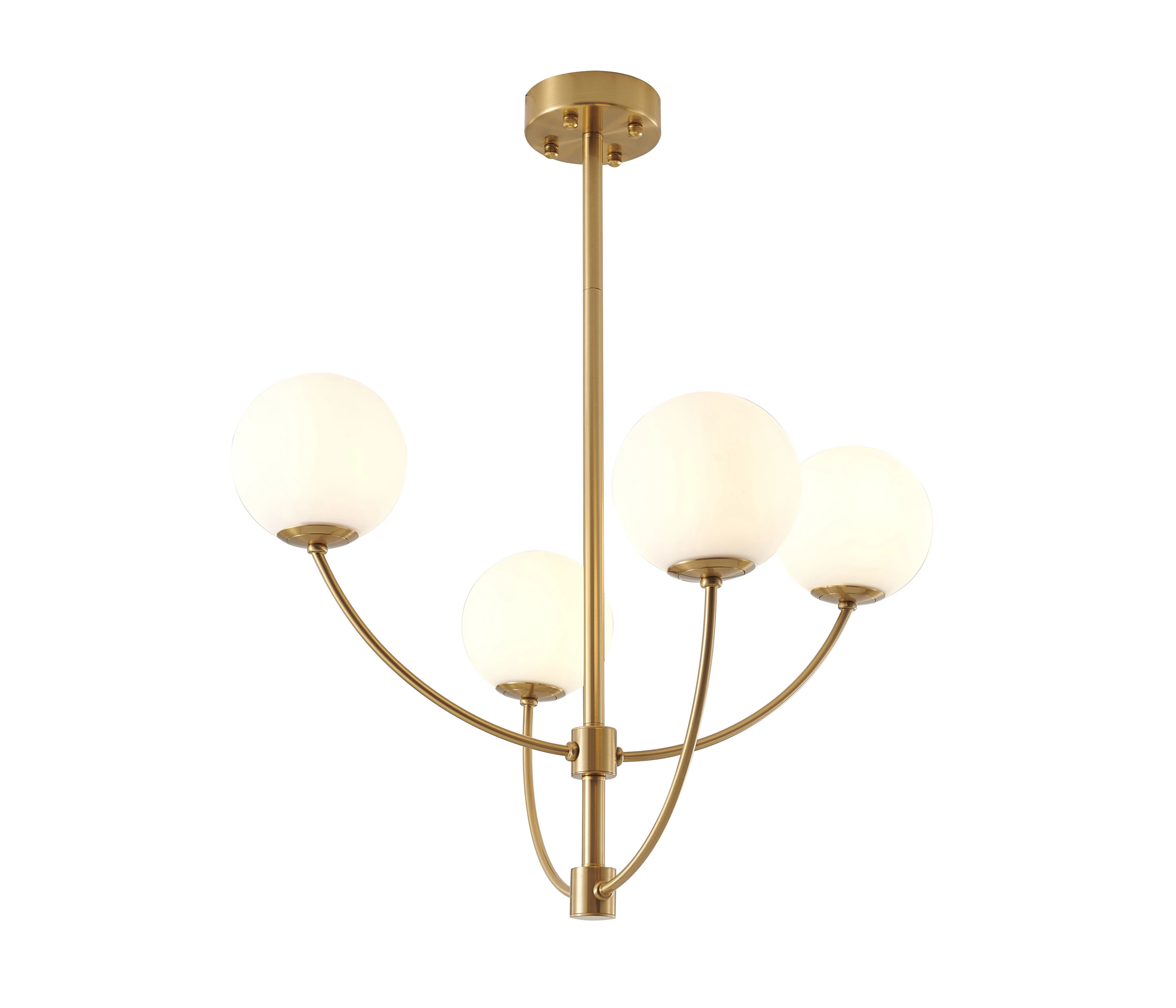 Mercer41 Cleavie 4-Light Brass Chandelier With White Glass Shades | Wayfair | Wayfair North America