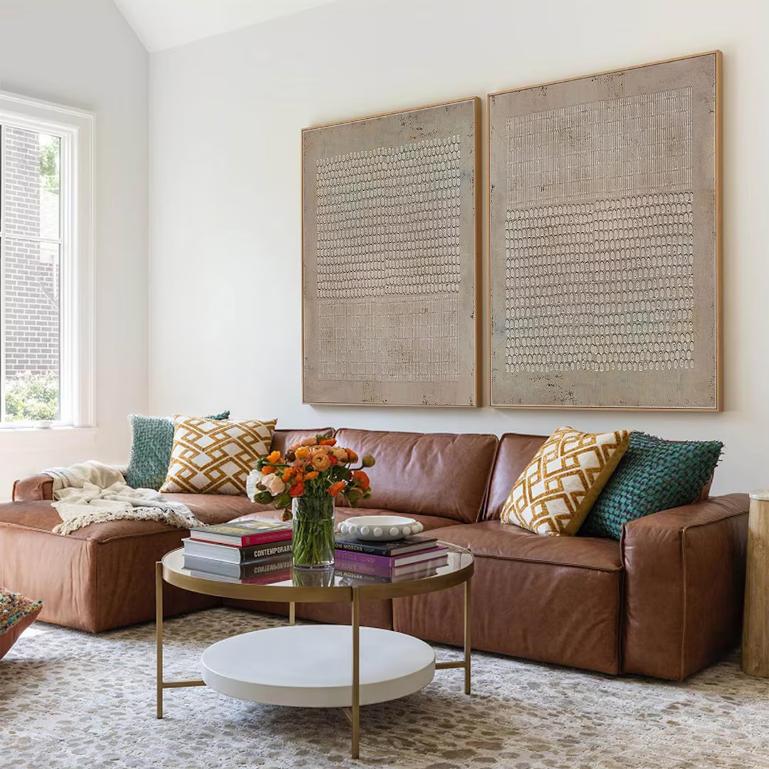 Wabi-Sabi Wall Art A pair brown wall art Set of 2 brown wall painting 3d texture brown abstract a... | Etsy (US)