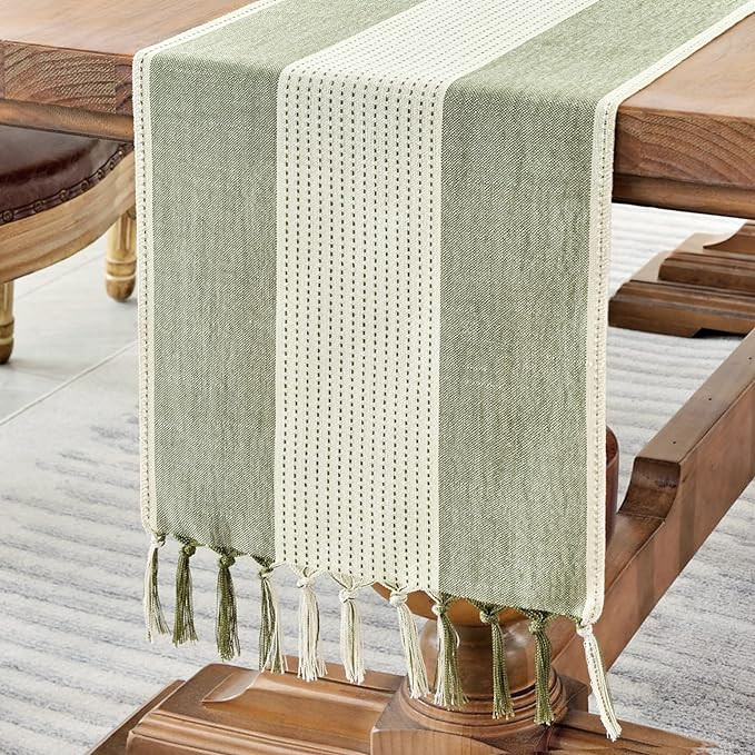 Wracra Linen Table Runner, Farmhouse Macrame Table Runners 72 Inches Long for Dining Table Decor,... | Amazon (US)
