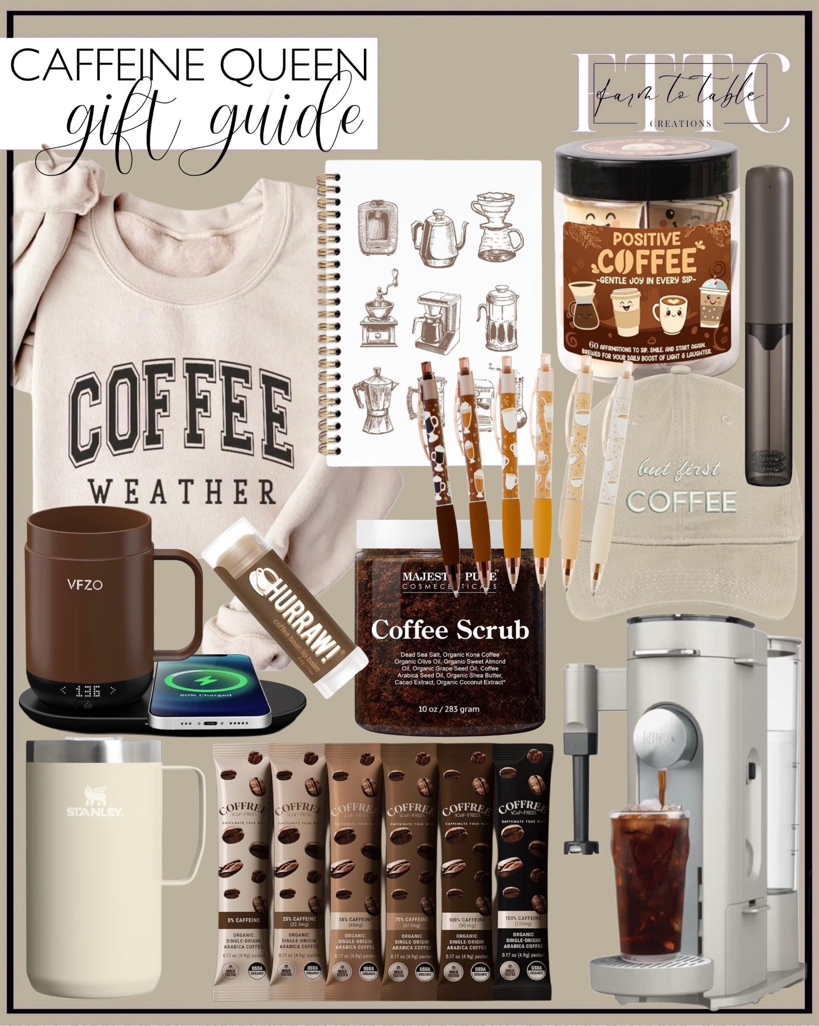 Caffeine Queen Gift Guide Amazon | Follow @farmtotablecreations on Instagram for more home + gift ideas

A cozy Amazon gift guide for every coffee lover. From the “Coffee Weather” sweatshirt and iced coffee maker to the electric mug warmer, Stanley tumbler, coffee scrub, cute pens, journals, and instant coffee sticks — these are fun, affordable essentials perfect for stocking stuffers or building the ultimate coffee basket.

amazon gift guide | coffee lover gifts | caffeine queen | amazon finds | cozy gifts | holiday gift guide | coffee essentials | coffee bar finds | neutral home | stocking stuffers | amazon home | amazon kitchen | coffeelover | giftideas | homemusthaves

#LTKHome #LTKGiftGuide #LTKSaleAlert