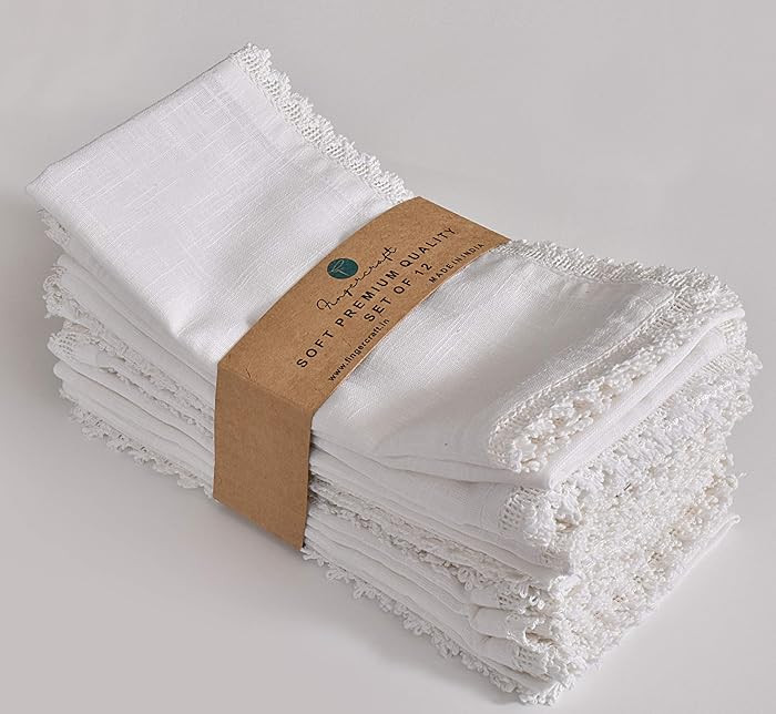 FINGERCRAFT Dinner Cloth Napkin Cotton Linen 12 Pack Vintage Rustic Premium Quality Mitered Corne... | Amazon (US)