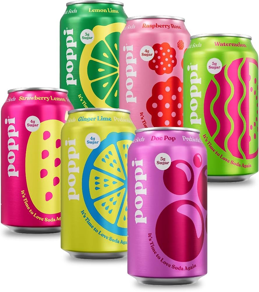 POPPI Sparkling Prebiotic Soda, Beverages w/Apple Cider Vinegar, Seltzer Water & Fruit Juice, Par... | Amazon (US)