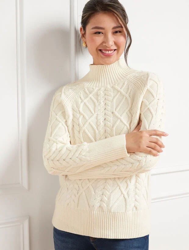 Cable Knit Funnel Neck Sweater | Talbots