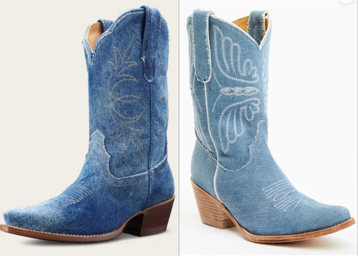 Tecovas vs Idyllwind denim boots! I couldn’t decide which pair I liked better! The Sadie’s are a Splurge and the Aces are a more budget friendly option. Personally I like the stitching on the Sadie’s better but may return them for the Idyllwind pair 🩵🤠 the Idyllwind pair is also on sale right now!! I also linked a ton of other denim boots potions at different price points 

#LTKShoeCrush #LTKStyleTip #LTKSaleAlert