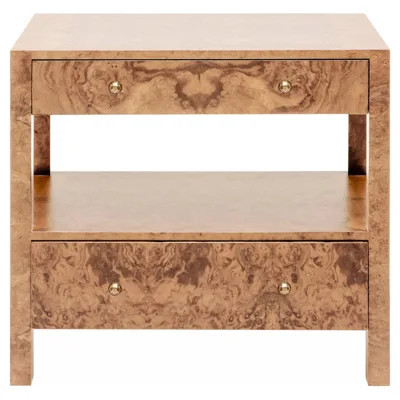 Lindsey Modern Classic Natural Burl Nightstand - 30 | Kathy Kuo Home