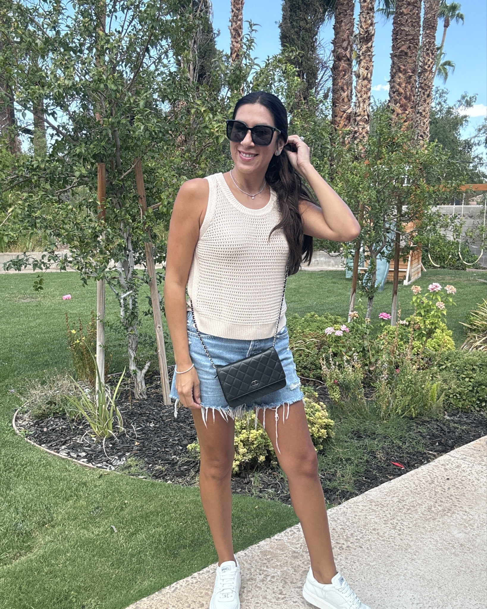 What I wore to lunch and to get the car washed. Kept it casual with my favorite denim shorts. Still over 100 degrees but wanted to feel a little more like autumn, so I paired it with a cream knit tank  

#LTKStyleTip #LTKSeasonal #LTKFindsUnder50