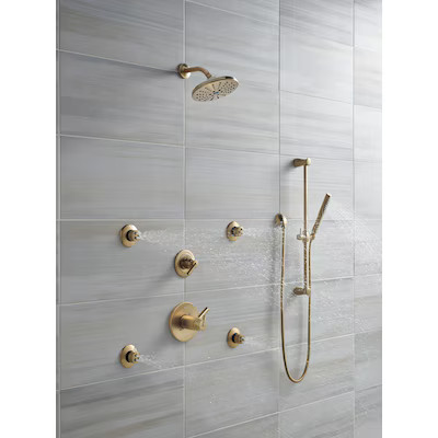 Delta Grail Champagne Bronze 4.84-in Rectangle Handheld Shower Head 2.5-GPM (9.5-LPM) | Lowe's